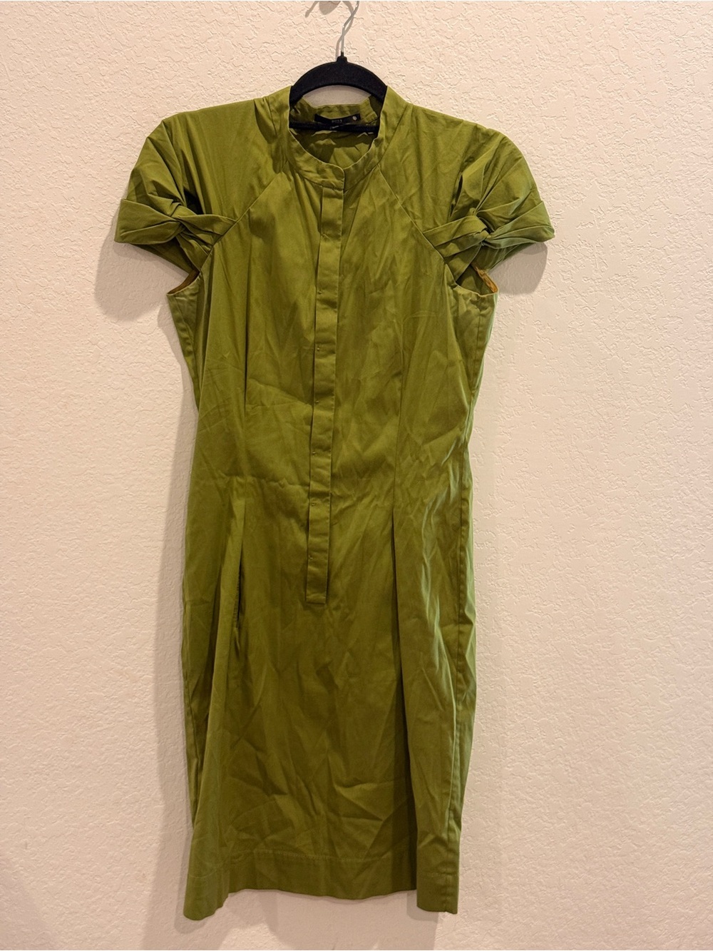Hugo Boss Olive Green Short-Sleeve Sheath Dress
